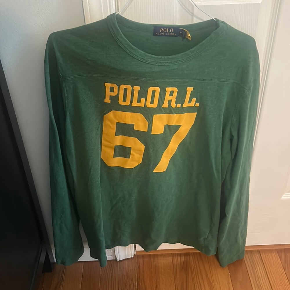 Polo Ralph Lauren green yellow long sleeve size medium